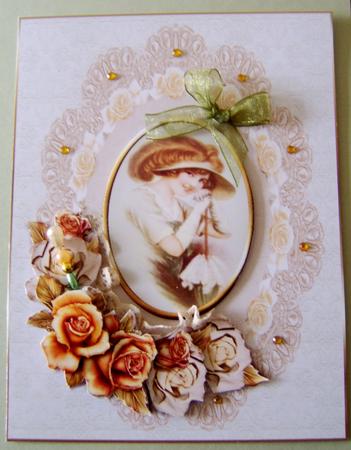 Vintage Girl in Antique Lace Frame by Davina Rundle