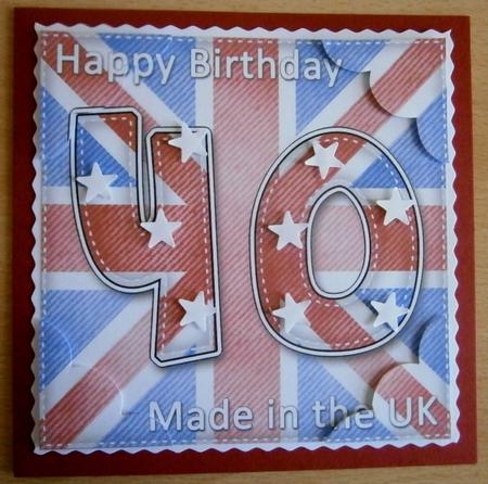 8 x 8 Flying the Flag Uk 40th Birthday Scalloped Topper by Davina Rundle