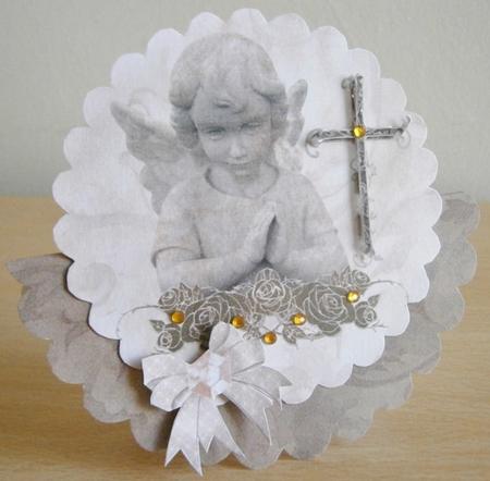 Prayer Angel Scalloped Wobble Card by Davina Rundle