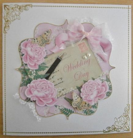 Pink Rose Wedding Day 6in Bracket Topper by Davina Rundle