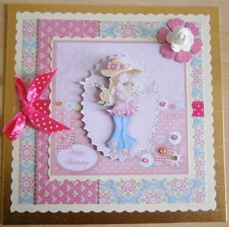 Springtime Zoe 6x6 Square Card with Decoupage by Davina Rundle