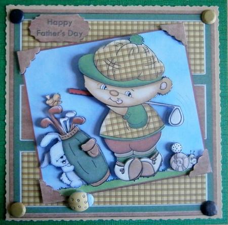 Golfing Bear Topper and Decoupage by Davina Rundle