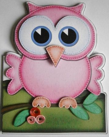 3D Little Hoot the Owl Shaped Card Decoupage N Envelope by Davina Rundle
