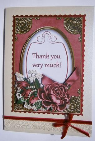 Dred Rose Thank You Oval 7x5in Floral Step by Step by Davina Rundle