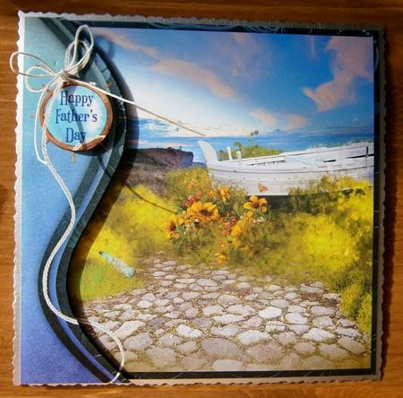Swirl Border & Boat 8x8inch Topper by Davina Rundle