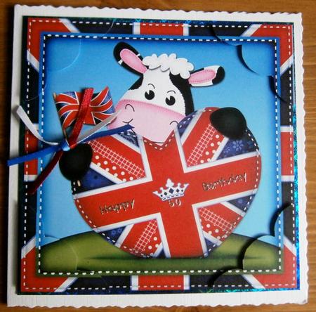 8x8 Milly Moo's Union Jack Flag Heart Scalloped Topper by Davina Rundle