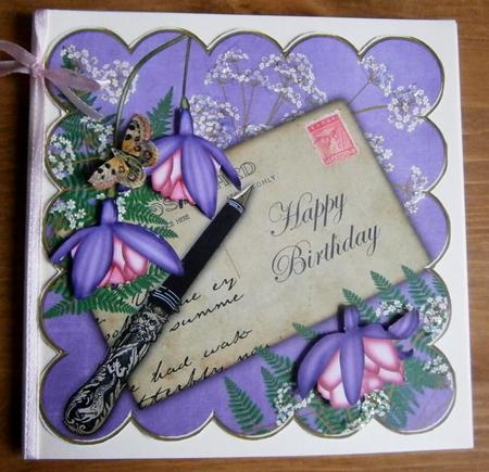Lilac Pink L Fushcia Happy Birthday 8in Scallop Step by Step by Davina Rundle