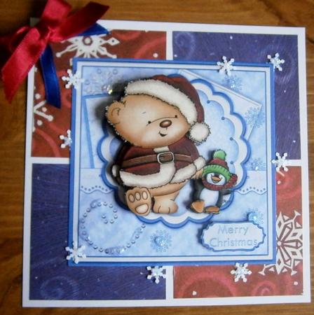 Christmas Bear & Penguin Walk in Snow Decoupage by Davina Rundle