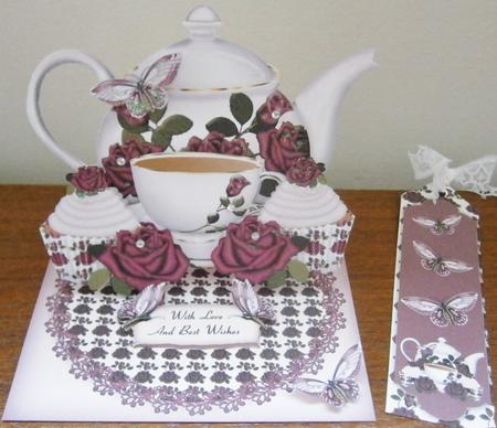 Deep Rose Tea and Cupcake Easel Kit by Davina Rundle