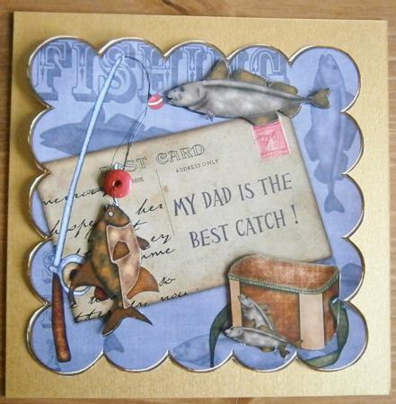 Dad is Best Catch Grey Fishing 8in Decoupage Step by Step by Davina Rundle