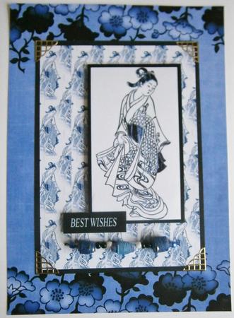 Dark Blue Floral Metallic Edge A4 Backing Paper by Davina Rundle