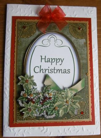 Olive Poinsettia Happy Christmas Oval 7x5in Step by Step by Davina Rundle