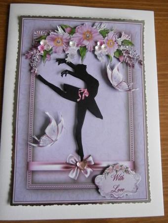 Ballerina in a Pink Frame Card Front by Davina Rundle