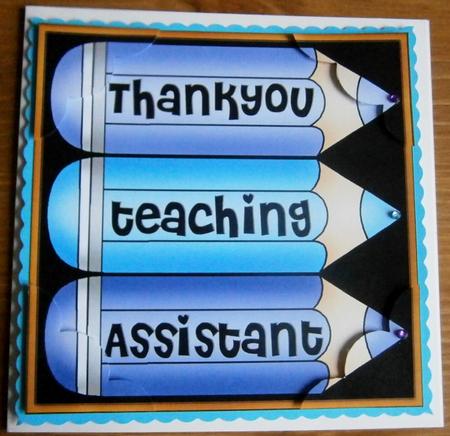 8 x 8 Thank You Teaching Assistant Pencils Scalloped Corner by Davina Rundle