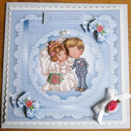 8x8 Cute Wedding Couple Blue by Davina Rundle