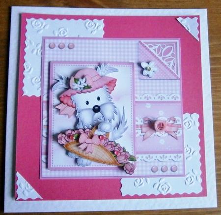 Jess Westie's Bonnet Quick Card N 3D Decoupage by Davina Rundle