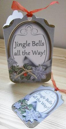 Silver Poinsettia Jingle Bells Sentiment Tag Sheet by Davina Rundle