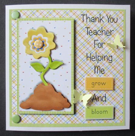 Thank You Teacher for Helping Me Bloom & Grow Card Front by Davina Rundle