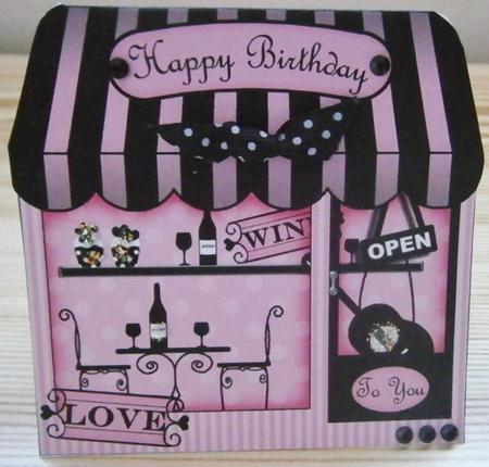 Le Tres Chic Wine Bar Shop Shaped Card Decoupage N Greetings by Davina Rundle