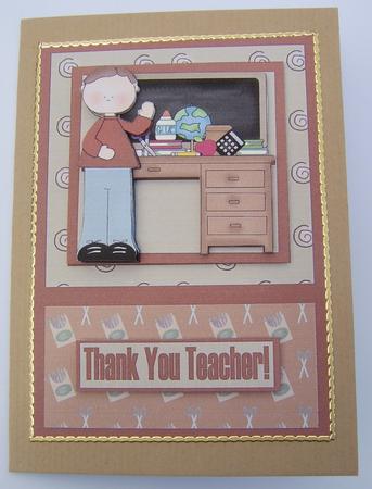 Thank You Teacher! Male Decoupage Card Front by Davina Rundle