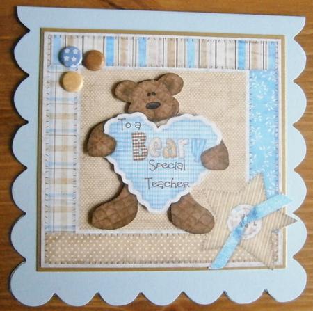 To a Beary Special Teacher Card Topper with Decoupage by Davina Rundle