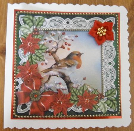 Red Robin Green Poinsettia 8in Decoupage Step by Step by Davina Rundle