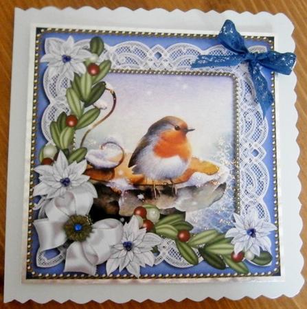 Blue Robin Poinsettia 8in Decoupage Step by Step by Davina Rundle