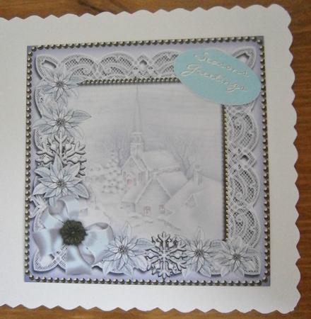 Blue Village Church Poinsettia 8in Matching Insert Panel by Davina Rundle