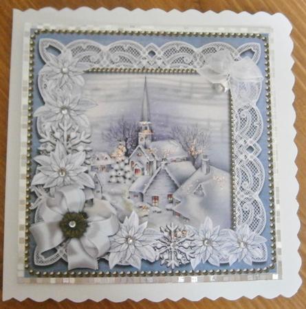 Blue Village Church Poinsettia 8in Decoupage Step by Step by Davina Rundle