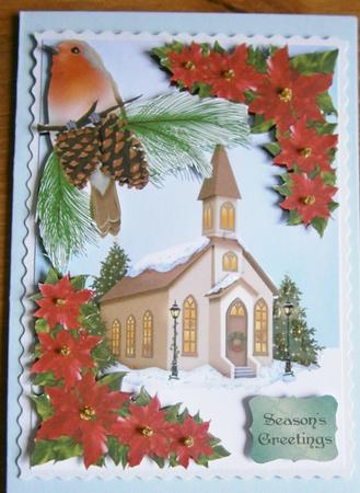 Christmas Robin and Church by Davina Rundle