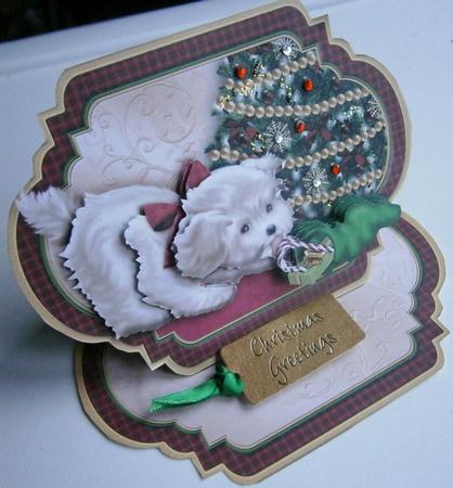 Puppy & Stocking Christmas Easel Card Kit by Davina Rundle