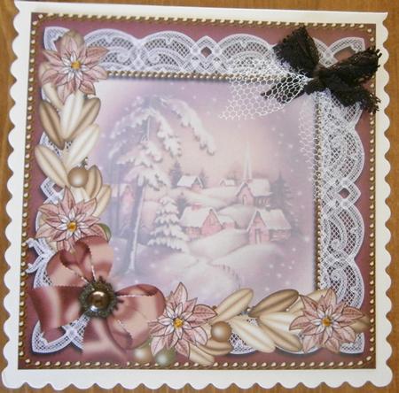 Snowy Village Bronze 8in Card Insert Panel by Davina Rundle
