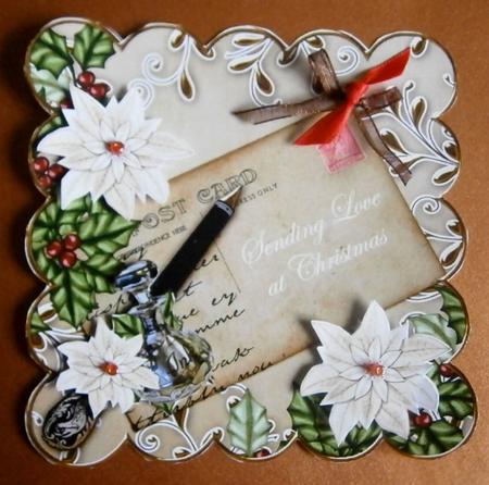 Cream Poinsettia Sending Love 8in Scallop Step by Step by Davina Rundle