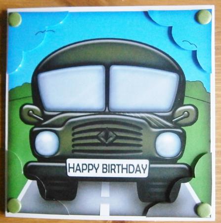 8 x 8 Fun Army Truck Scalloped Corner Topper by Davina Rundle