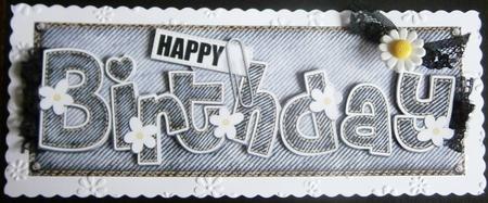 Large Dl Happy Birthday Denim N Daisies Quick Card Decoupage by Davina Rundle