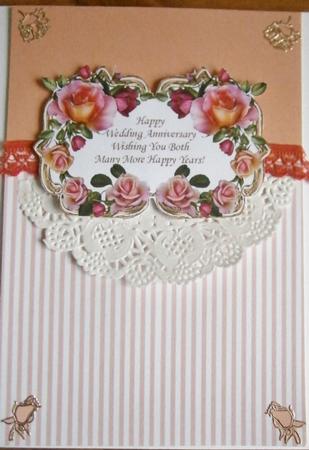 Salmon Pink Roses 4 x Greetings Toppers Vintage Style by Davina Rundle