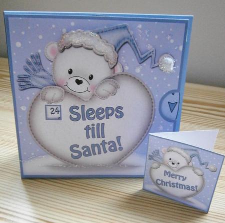 3D Xmas Teddy Bear Sleeps Till Santa Countdown Moveable Card by Davina Rundle