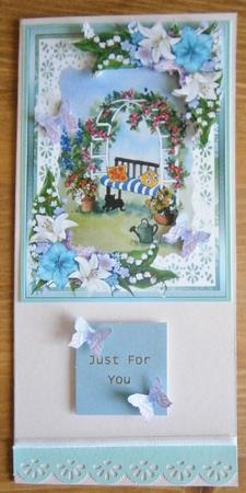 Cat by the Garden Seat Watercolour Decoupage by Davina Rundle