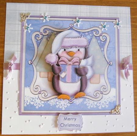 Penguin Gift Christmas Topper & Decoupage by Davina Rundle