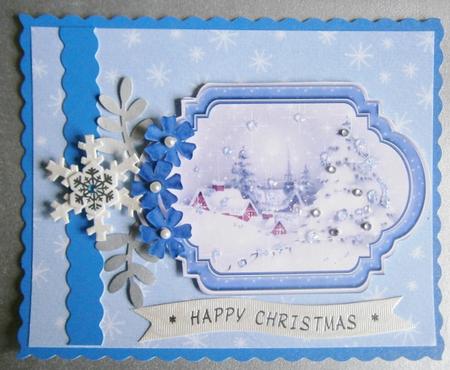 Vintage Christmas Scenes Toppers & Insert Plaques Blue 2 by Davina Rundle