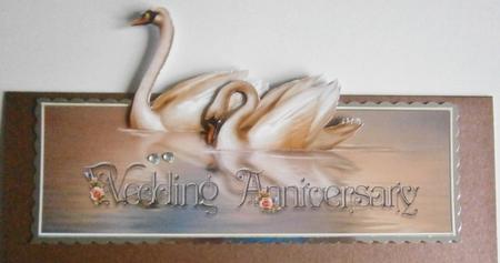 Swans in Love Anniversary Over the Top Large Card by Davina Rundle
