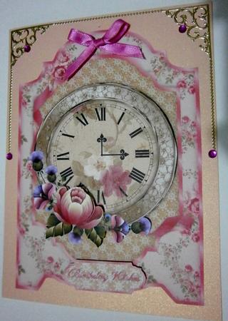 Vintge Clock and Roses Screen Card by Davina Rundle