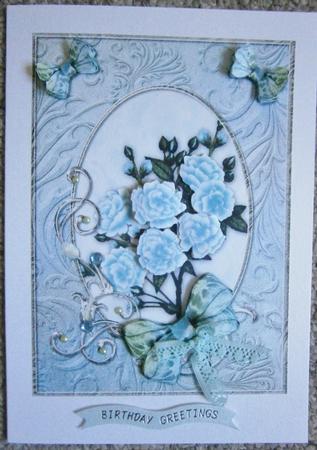 Blue Opalescent Bouquet Decoupage by Davina Rundle