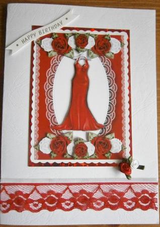 Red Satin Dress & Roses by Davina Rundle