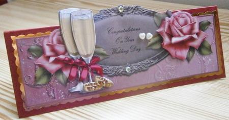 Roses and Champagne Wedding Over the Top Large Card by Davina Rundle