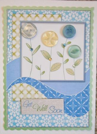 Add Your Own Buttons Card Front A5 Green Stems by Davina Rundle