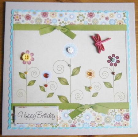 Flower Patch 8x8inch Card Front. by Davina Rundle
