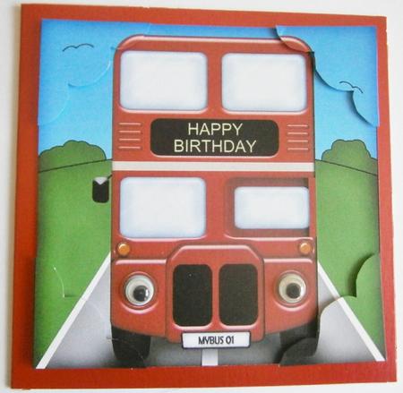 8 x 8 Double Decker Bus Scalloped Corner Topper by Davina Rundle