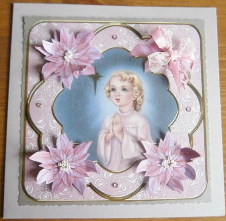 Preying Angel Pink Christmas Fancy 8in Decoupage Cf Kit by Davina Rundle