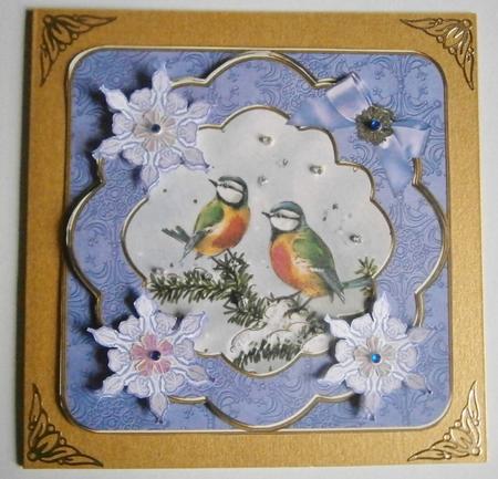 Blue Tits Flake Christmas Fancy 8in Decoupage Cf Kit by Davina Rundle